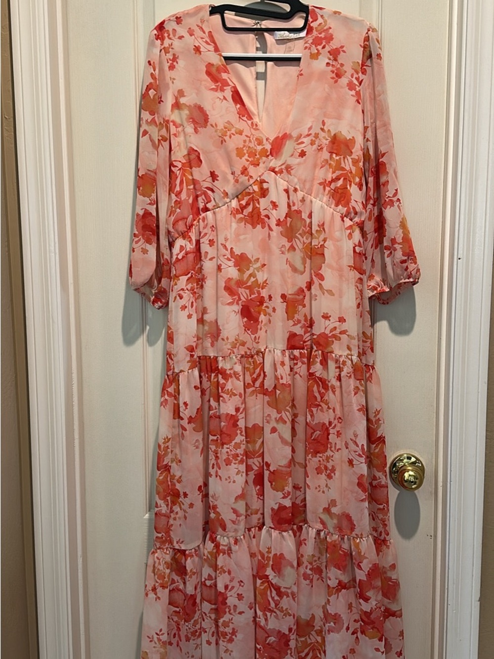 Bleecker & Co Pink Peach Floral Dress modest Apostolic maxi size 10